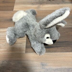 Vintage Aurora Gray White Bunny Rabbit Hare Plush Stuffed Animal Soft Plush 11”